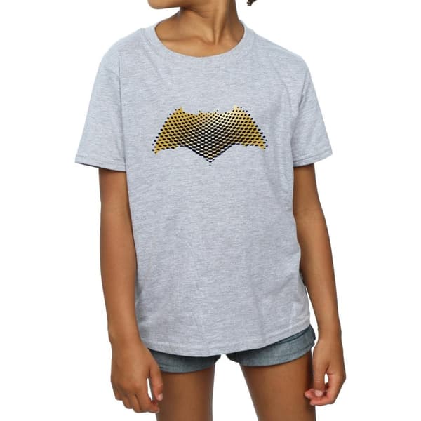 DC Comics T-shirt i bomull med textur för flickor Justice League Movie Batman-logotyp