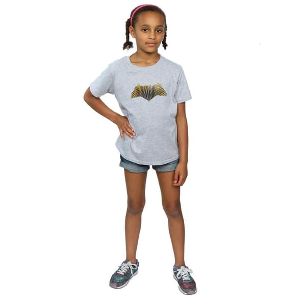 DC Comics T-shirt i bomull med textur för flickor Justice League Movie Batman-logotyp