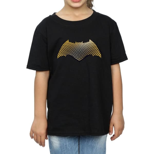 DC Comics T-shirt i bomull med textur för flickor Justice League Movie Batman-logotyp