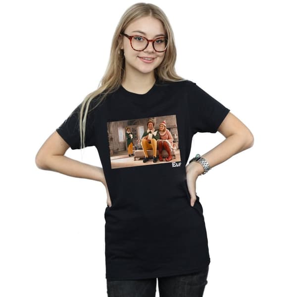 Elf Dam/kvinnor Family Shot Boyfriend T-shirt i bomull