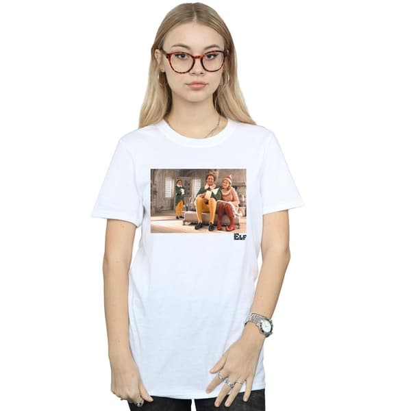 Elf Dam/kvinnor Family Shot Boyfriend T-shirt i bomull