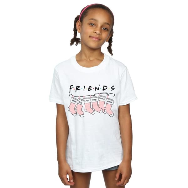 Friends T-shirt i bomull med julstrumpelogo för flickor