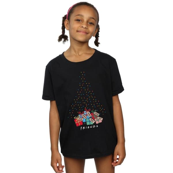 Friends Girls Christmas Tree Lights Cotton T-Shirt