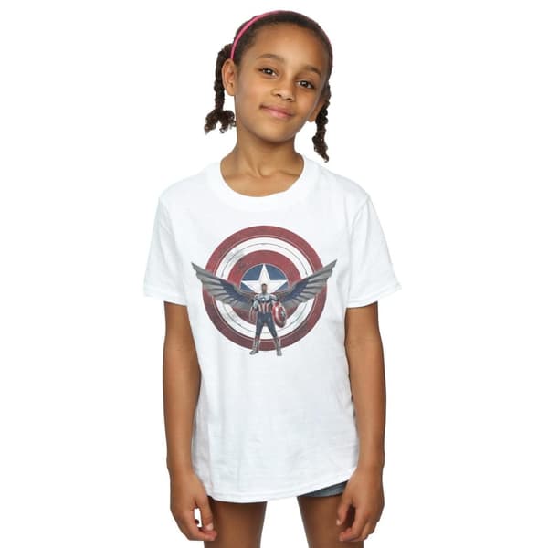 Marvel Girls Falcon And The Winter Soldier Captain America Shield Pose Cotton T-Shirt