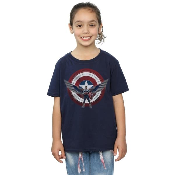 Marvel Girls Falcon And The Winter Soldier Captain America Shield Pose Cotton T-Shirt