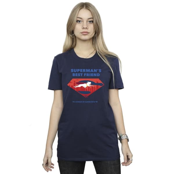 DC Comics Womens/Ladies DC Comics DC League Of Super-Pets Superman´s Best Friend Cotton Boyfriend T-Shirt