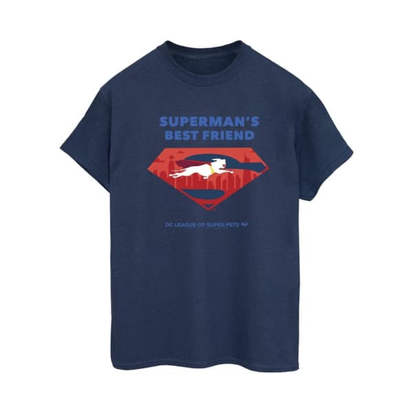 DC Comics Womens/Ladies DC Comics DC League Of Super-Pets Superman´s Best Friend Cotton Boyfriend T-Shirt