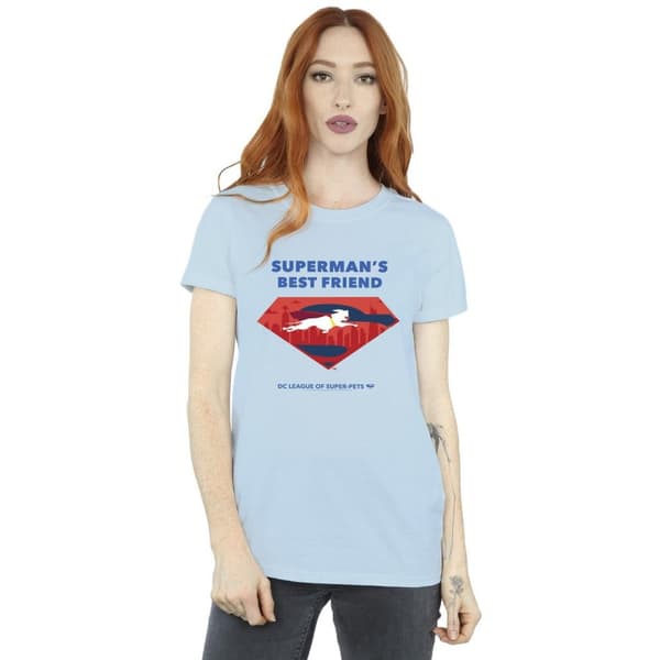 DC Comics Womens/Ladies DC Comics DC League Of Super-Pets Superman´s Best Friend Cotton Boyfriend T-Shirt