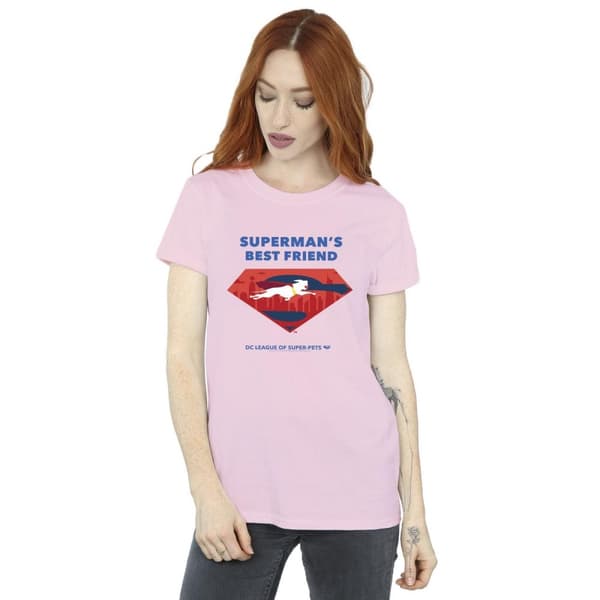 DC Comics Womens/Ladies DC Comics DC League Of Super-Pets Superman´s Best Friend Cotton Boyfriend T-Shirt