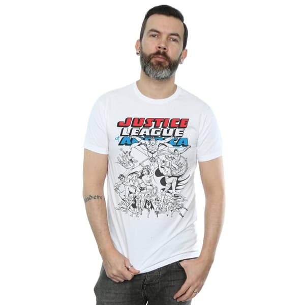 DC Comics Mens Justice League Mono Action Pose T-Shirt
