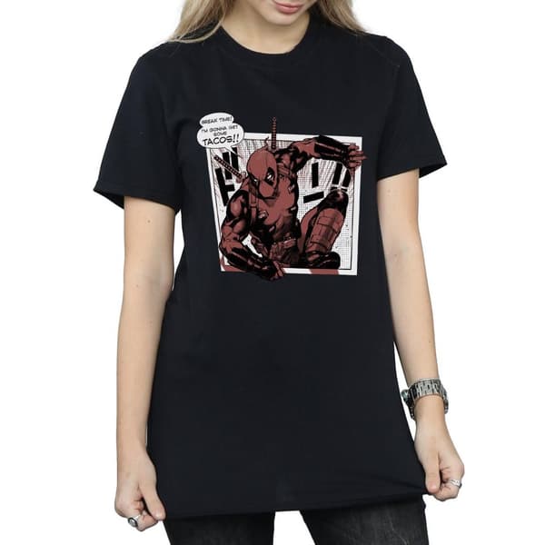 Marvel Womens/Ladies Deadpool Breaktime Tacos Cotton Boyfriend T-Shirt