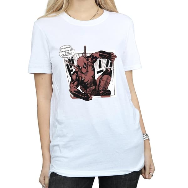 Marvel Womens/Ladies Deadpool Breaktime Tacos Cotton Boyfriend T-Shirt