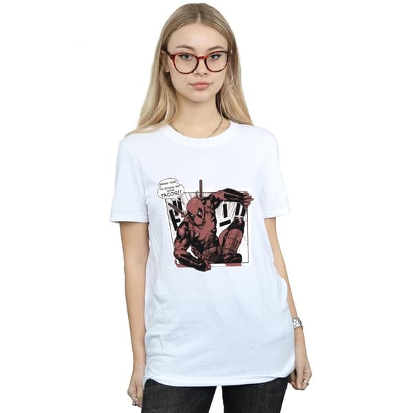 Marvel Womens/Ladies Deadpool Breaktime Tacos Cotton Boyfriend T-Shirt