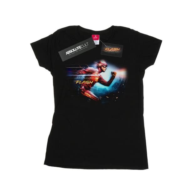 DC Comics Womens/Ladies The Flash Sparks Cotton T-Shirt Black XXL