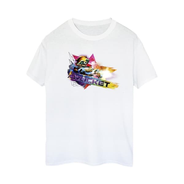 Marvel Dam/Tjej Guardians Of The Galaxy Abstrakt Raket Tvättbjörn Bomull Boyfriend T-shirt