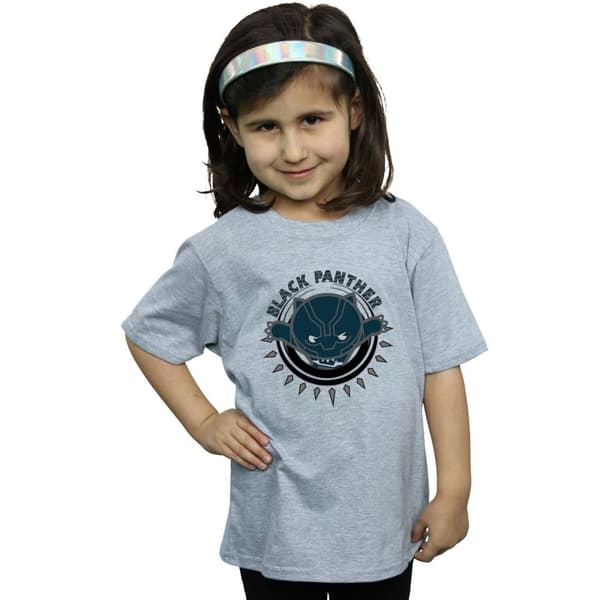 Marvel Girls Kawaii Black Panther Pounce Cotton T-Shirt