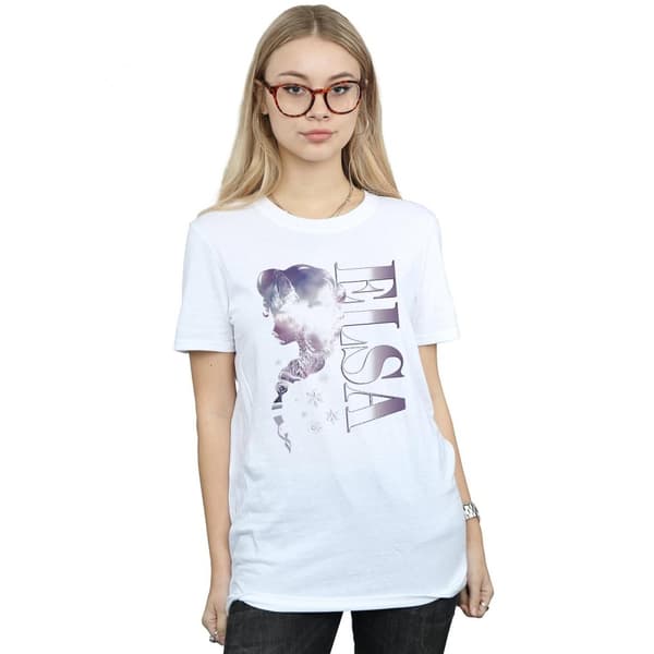 Disney Dam/Tjej Frozen Ice Kingdom Silhouette Boyfriend T-shirt i bomull