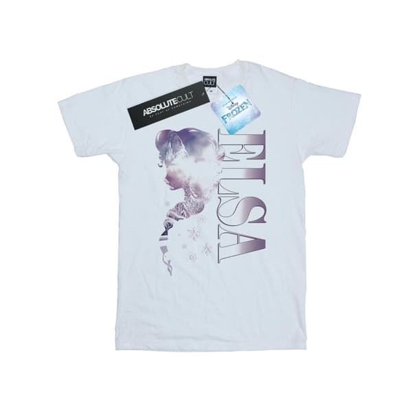 Disney Dam/Tjej Frozen Ice Kingdom Silhouette Boyfriend T-shirt i bomull White 5XL