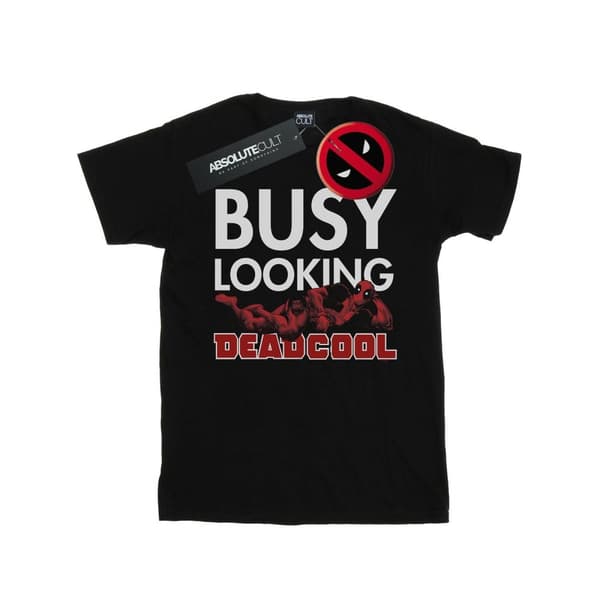 Marvel Womens/Ladies Deadpool Busy Looking Deadcool Cotton Boyfriend T-Shirt Black XL