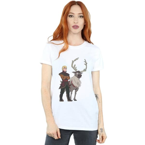Disney Womens/Ladies Frozen 2 Sven And Kristoff Cotton Boyfriend T-Shirt