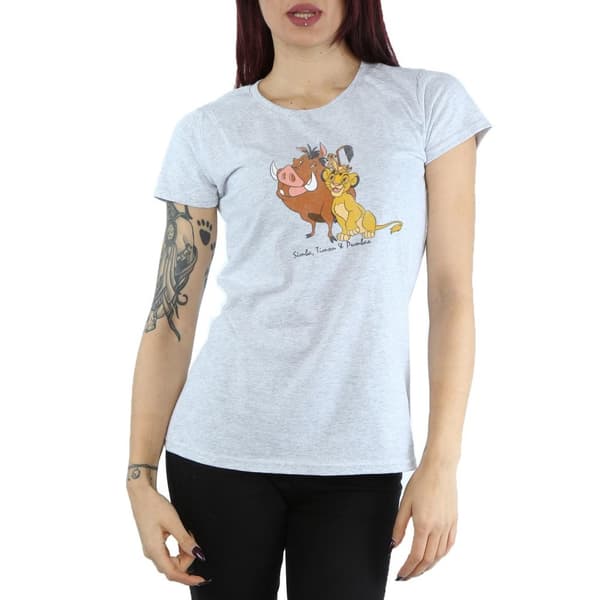 Disney Dam/Tjej Klassisk Simba, Timon och Pumbaa T-shirt i bomull