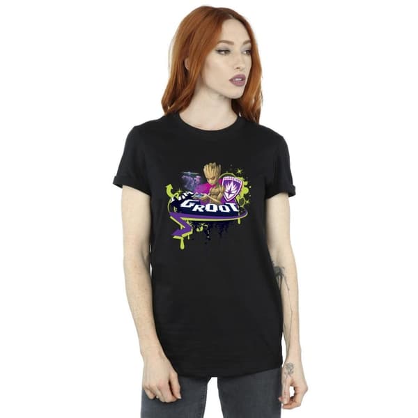 Marvel Womens/Ladies Guardians Of The Galaxy Groot Gaming Holo Cotton Boyfriend T-Shirt