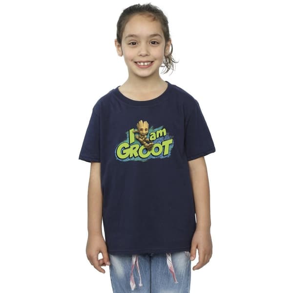 Marvel Girls Guardians Of The Galaxy I Am Groot Jumping Cotton T-Shirt