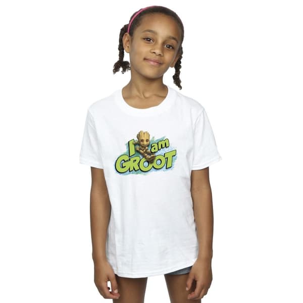 Marvel Girls Guardians Of The Galaxy I Am Groot Jumping Cotton T-Shirt