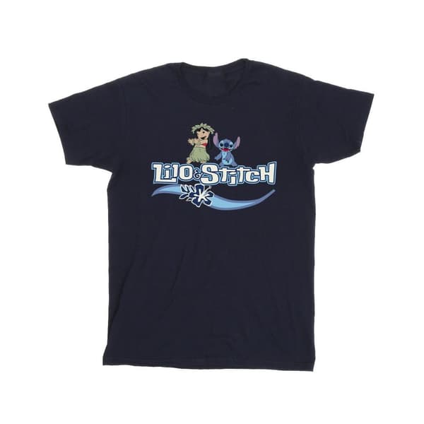 Disney Boys Lilo And Stitch Characters T-Shirt Navy Blue 7-8 Years