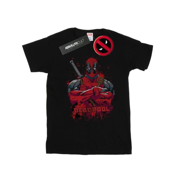 Marvel Mens Deadpool Pose Splat T-Shirt Black 3XL