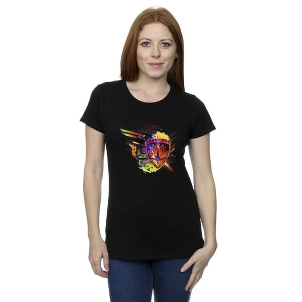 Marvel Womens/Ladies Guardians Of The Galaxy Abstract Shield Chest Cotton T-Shirt