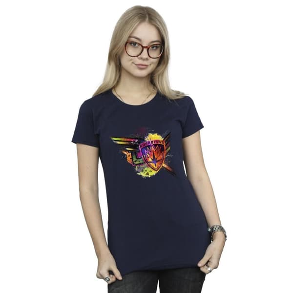 Marvel Womens/Ladies Guardians Of The Galaxy Abstract Shield Chest Cotton T-Shirt