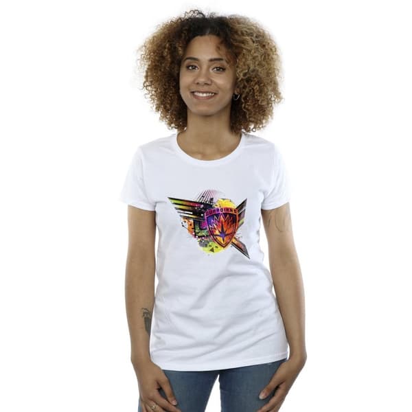 Marvel Womens/Ladies Guardians Of The Galaxy Abstract Shield Chest Cotton T-Shirt