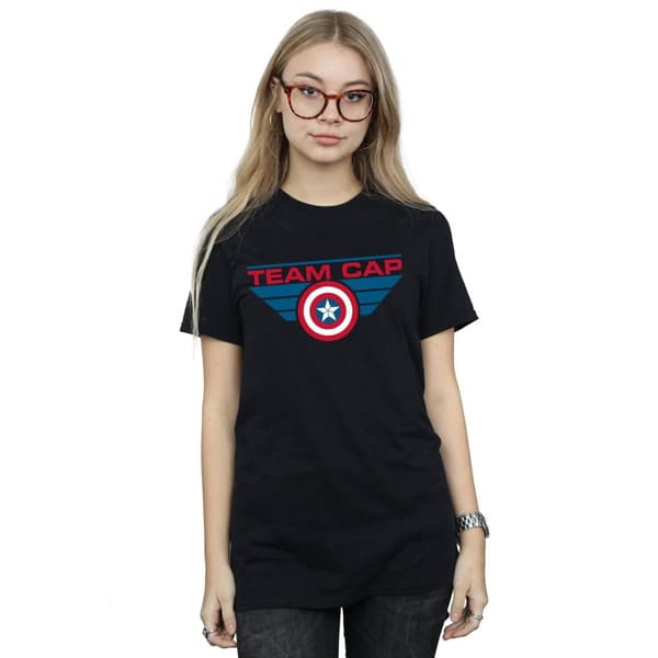 Marvel Dam/kvinnor Captain America Civil War Team Cap Boyfriend T-shirt i bomull