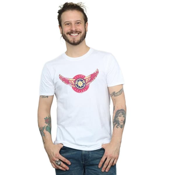 Marvel Mens Captain Marvel Wings Patch T-Shirt