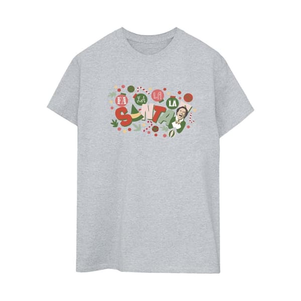Elf Dam/Lady Santa Fa La La Boyfriend T-shirt i bomull Sports Grey 4XL
