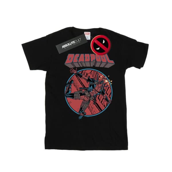 Marvel Mens Deadpool Flying T-Shirt Black M