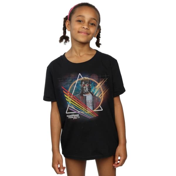 Marvel Guardians Of The Galaxy Neon Star Lord Masked T-shirt i bomull för flickor