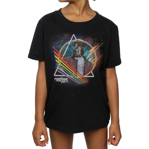 Marvel Guardians Of The Galaxy Neon Star Lord Masked T-shirt i bomull för flickor