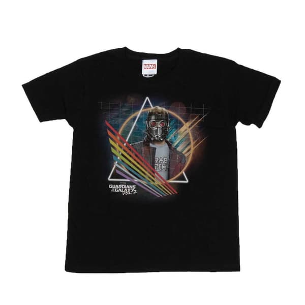 Marvel Guardians Of The Galaxy Neon Star Lord Masked T-shirt i bomull för flickor Black 7-8 Years