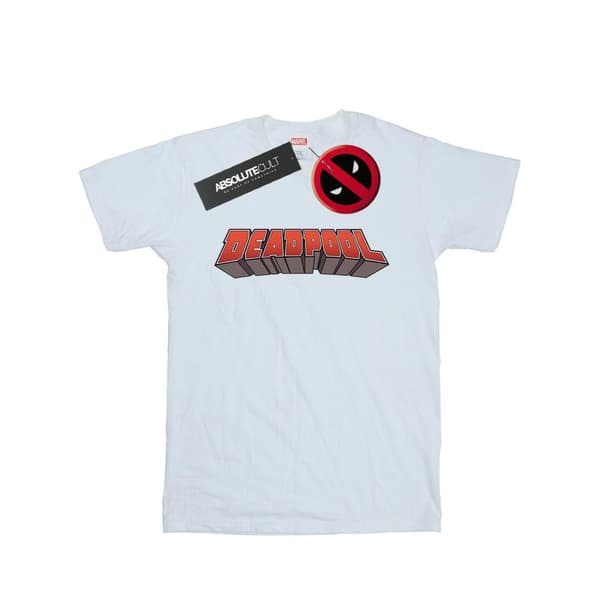Marvel Womens/Ladies Deadpool Text Logo Cotton Boyfriend T-Shirt White XXL