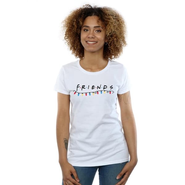 Friends T-shirt i bomull med juleljus för damer/damer