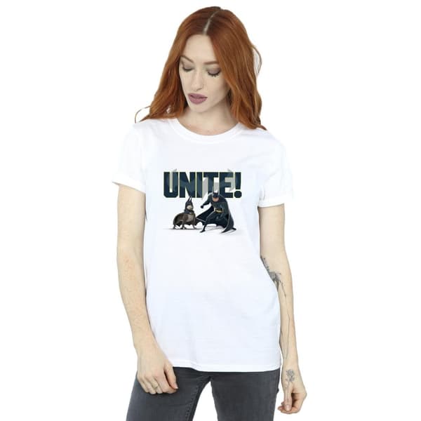 DC Comics Womens/Ladies DC Comics DC League Of Super-Pets Unite Pair Cotton Boyfriend T-Shirt