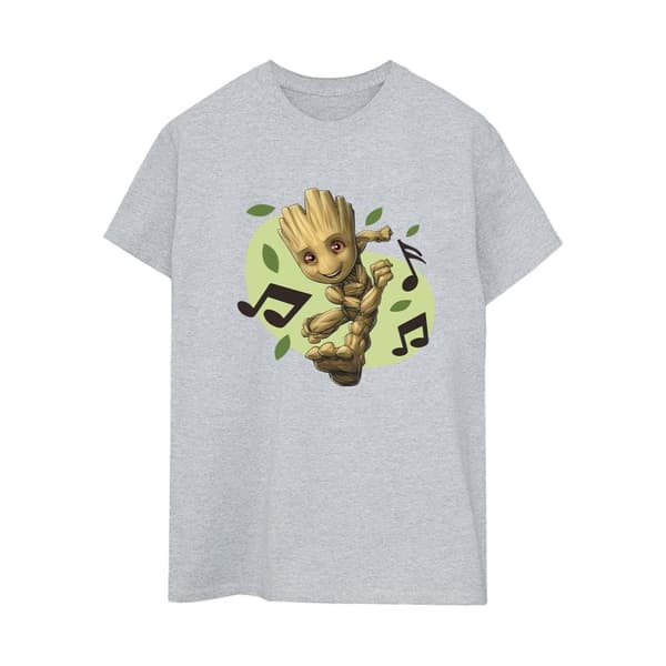 Marvel Womens/Ladies Guardians Of The Galaxy Groot Musical Notes Cotton Boyfriend T-Shirt