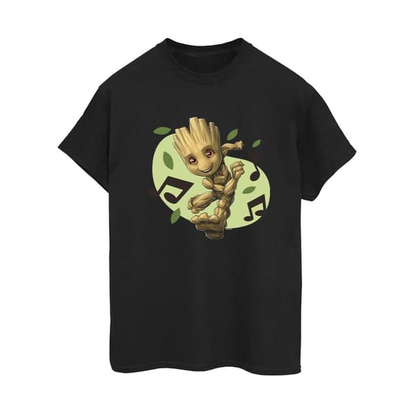 Marvel Womens/Ladies Guardians Of The Galaxy Groot Musical Notes Cotton Boyfriend T-Shirt