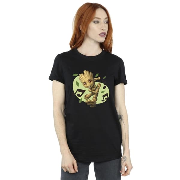Marvel Dam/Tjej Guardians Of The Galaxy Groot Musiknoter Bomull Boyfriend T-shirt