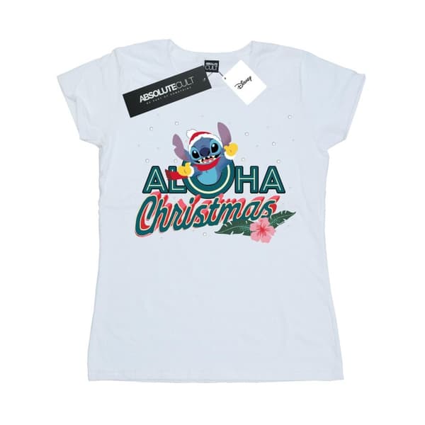 Disney Dam/Tjej Lilo And Stitch Aloha Christmas - T-shirt i bomull White M