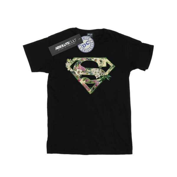 DC Comics Womens/Ladies Supergirl Floral Shield Cotton Boyfriend T-Shirt
