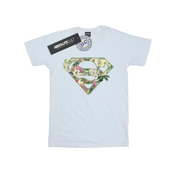 DC Comics Womens/Ladies Supergirl Floral Shield Cotton Boyfriend T-Shirt