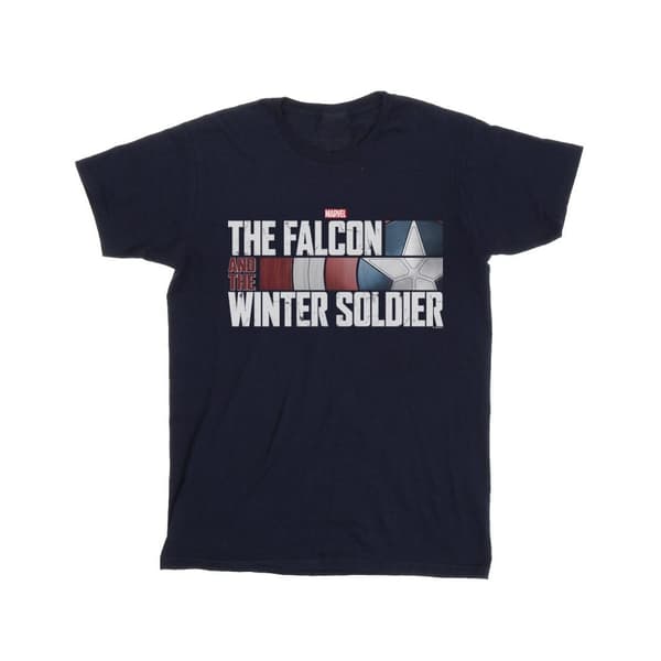 Marvel T-shirt i bomull med logotyp för The Falcon And The Winter Soldier Navy Blue 12-13 Years